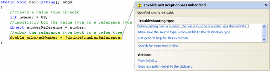 Invalid cast exception pop-up