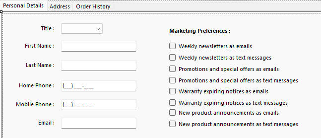 WinForms Tutorial Worked Example - Details Pane - Personal Details Tab