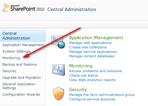 SP2013 CentralAdmin - Monitoring