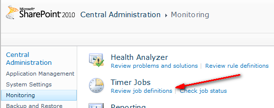 SP2013 CentralAdmin - Review Job Definitions