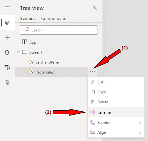 PowerApps Rename Controls