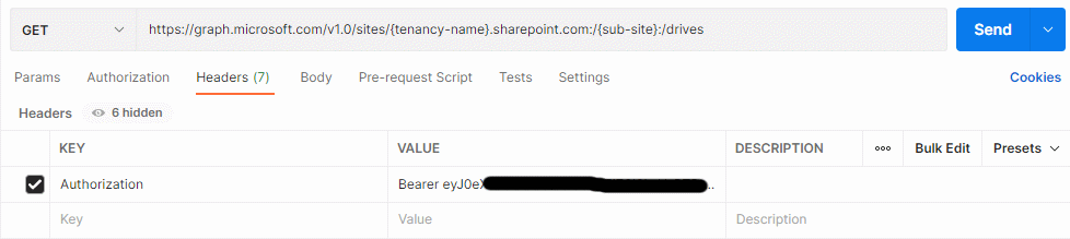 Postman MS Graph Access SPO Drives